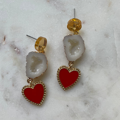 Enamel Heart & Crystal Drops