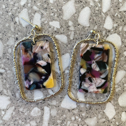 Multi Resin & Silver Rectangles