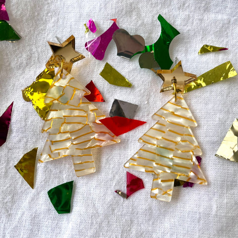 Christmas White & Gold Pearl Trees