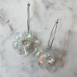 Holographic Silver Flower Hoops
